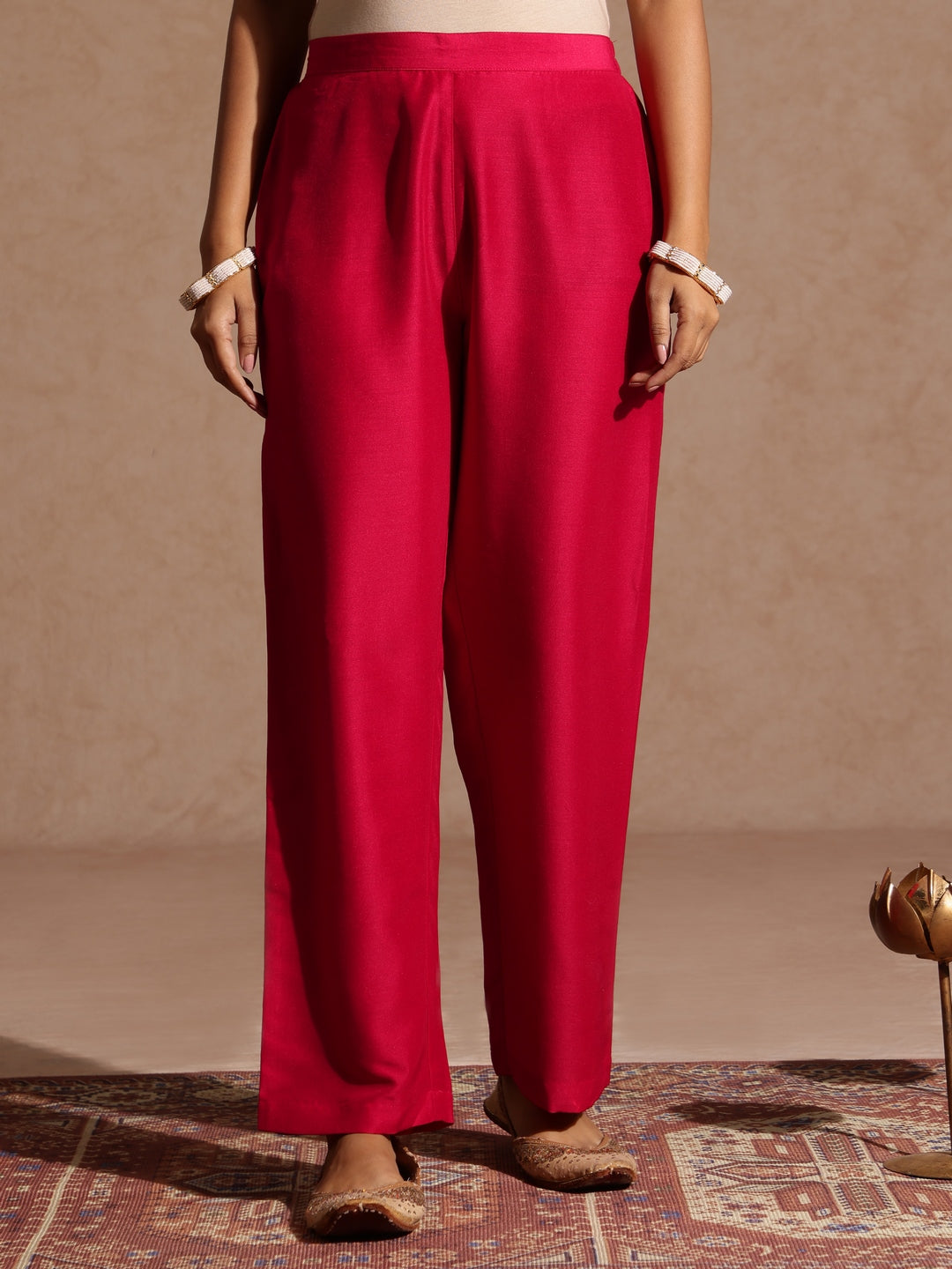 Women's Pink Silk Blend Zari Yoke Embroidered A-line Kurta Set With Dupatta