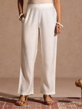 Women's Off White Chanderi Silk Zari Embroidered Gold Printed A-line Kurta Set