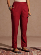 Women's Maroon Rayon Yoke Embroidered Sequinned Straight Kurta Set With Dupatta