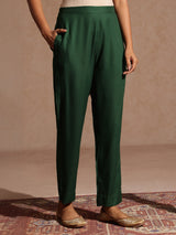 Women's Green Rayon Yoke Embroidered Sequinned Straight Kurta Set With Dupatta