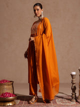 Women's Mustard Rayon Yoke Design A-line Kurta Set