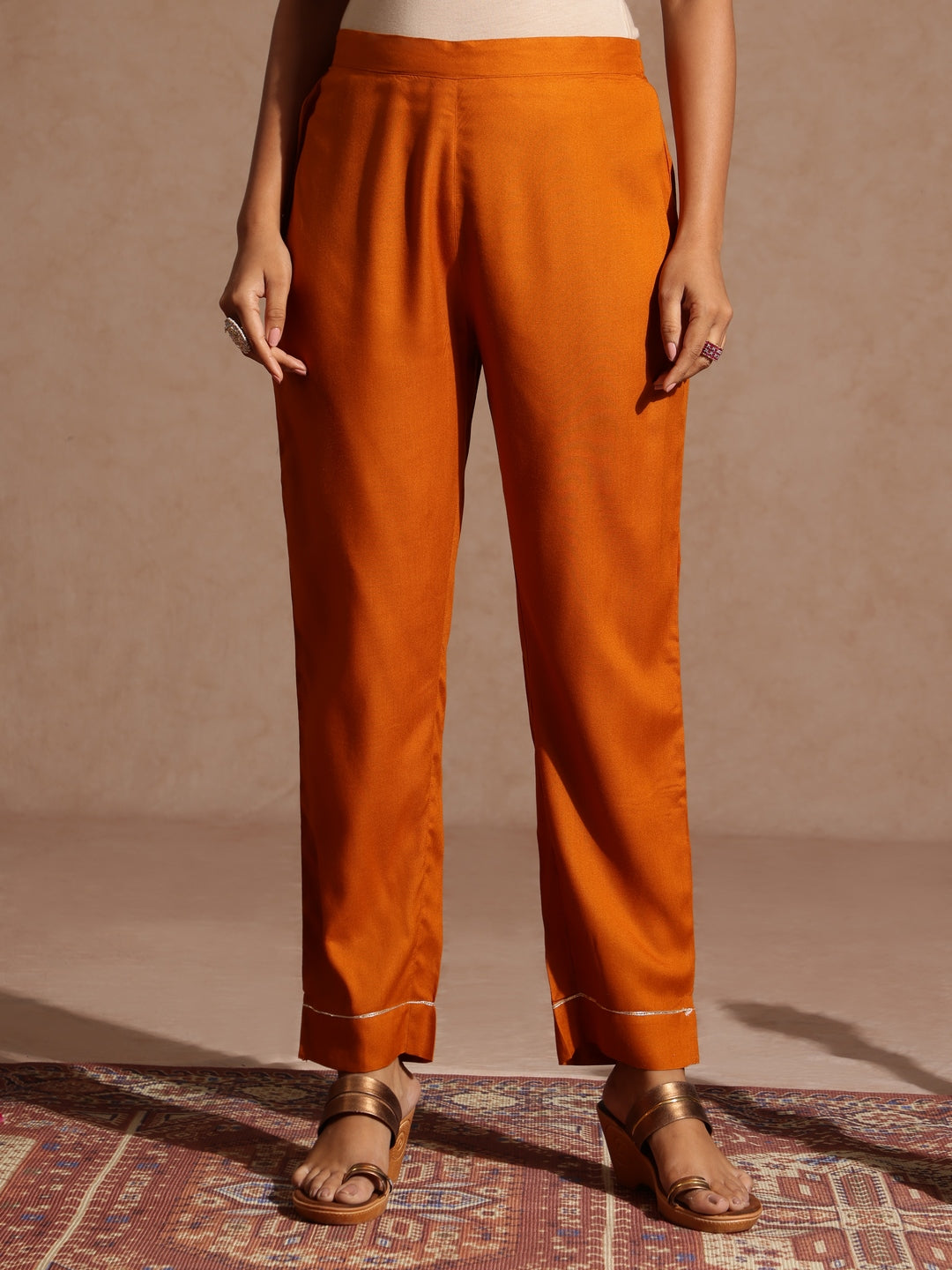 Women's Mustard Rayon Yoke Design A-line Kurta Set