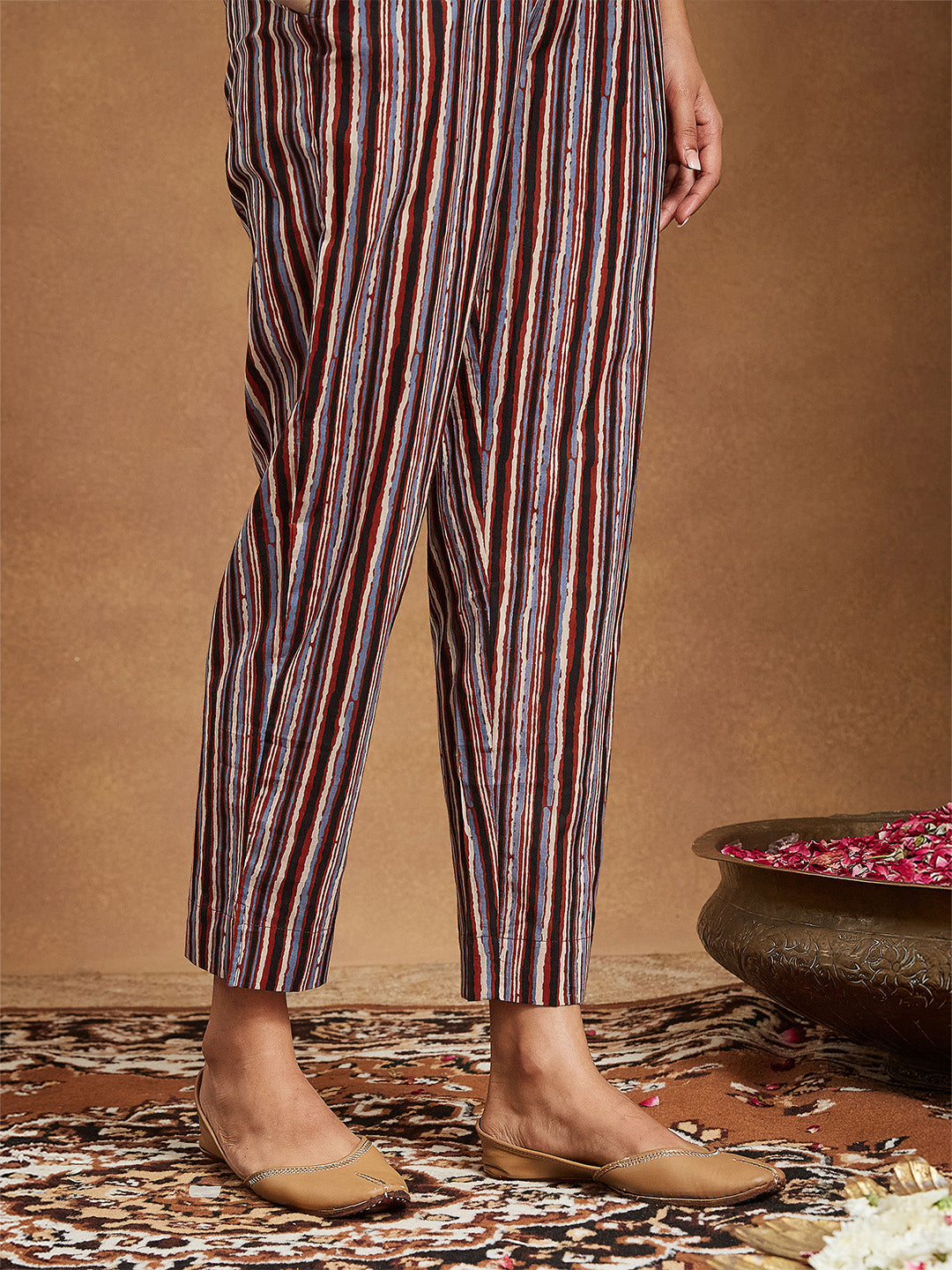 Women's Rust Pure Cotton Floral Printed Straight Kurta Set