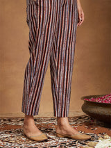 Women's Rust Pure Cotton Floral Printed Straight Kurta Set