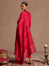 Women's Pink Silk Blend Embroidered Straight Kurta Set