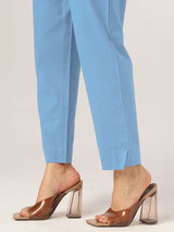 Women's Light Blue Cotton Solid A-line Co-ord Set