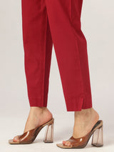 Maroon Cotton Solid A-line Co-ord Set