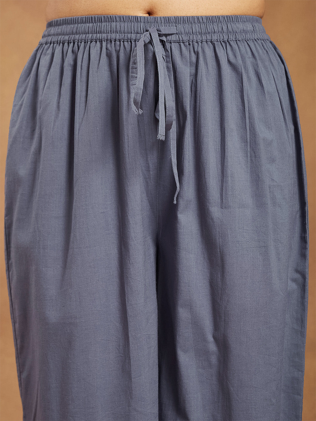 Women's Red Pure Cotton Floral Printed Anarkali Kurta With Palazzo Set