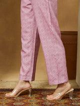 Women's Lavender Cotton Blend Floral Printed Anarkali Kurta Set