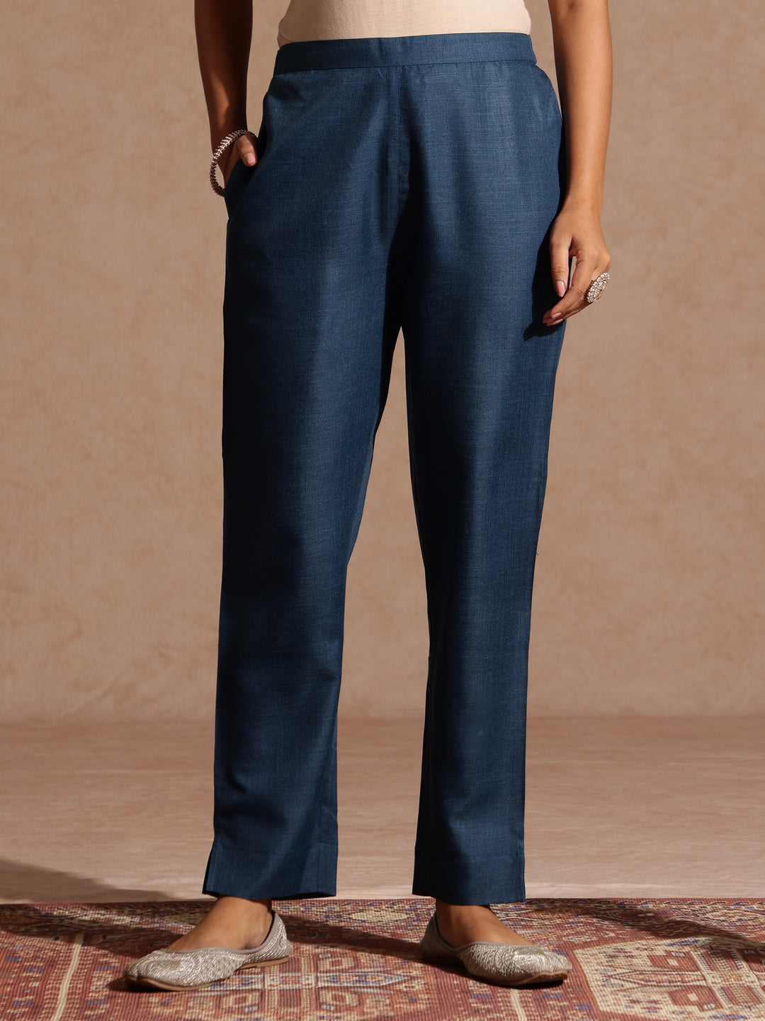 Women's Teal Blue Cotton Blend Yoke Design Straight Kurta Set With Printed Dupatta