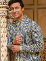Blue Vertical Striped Shirt - Elganza