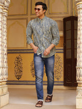 Blue Vertical Striped Shirt - Elganza