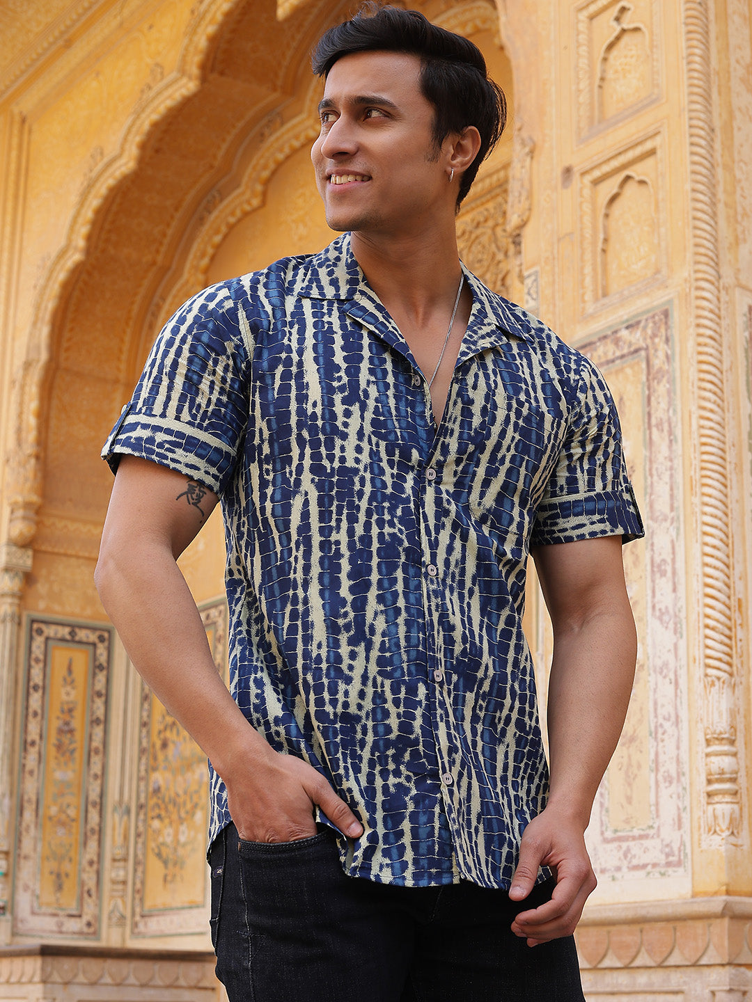 Blue Camouflage Shirt - Elganza