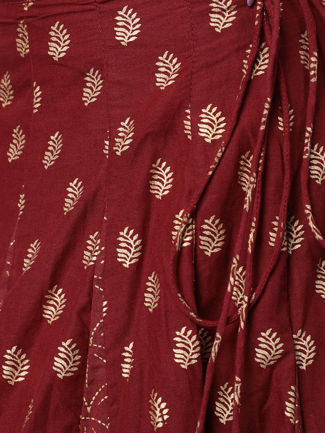 Maroon Gold Printed Lehenga Choli dupatta With Potli Bag - Elganza
