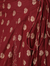 Maroon Gold Printed Lehenga Choli dupatta With Potli Bag - Elganza