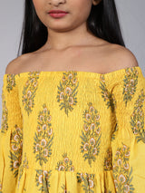 Yellow Floral Print Tiered Maxi Dress