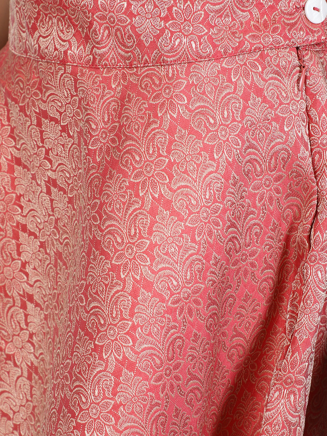 Peach Brocade Lehenga Choli With Dupatta & Potli Bag