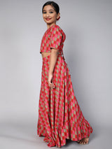Red Printed Lehenga Choli With Dupatta