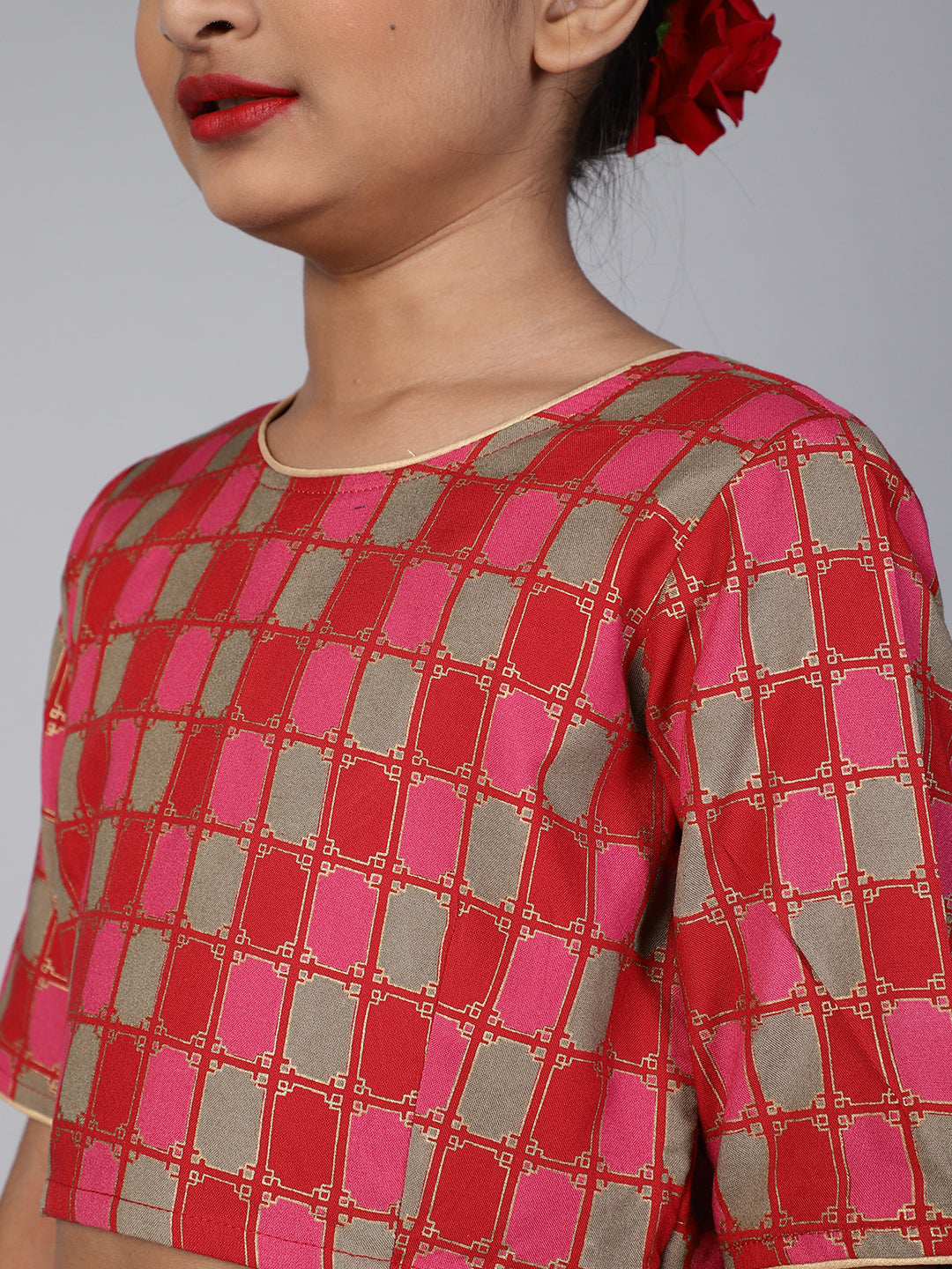 Red Printed Lehenga Choli With Dupatta