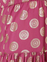 Purple Gold Foil Printed Lehenga Choli With Dupatta - Elganza