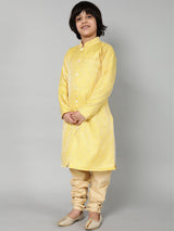 Yellow Brocade Sherwani Set - Elganza