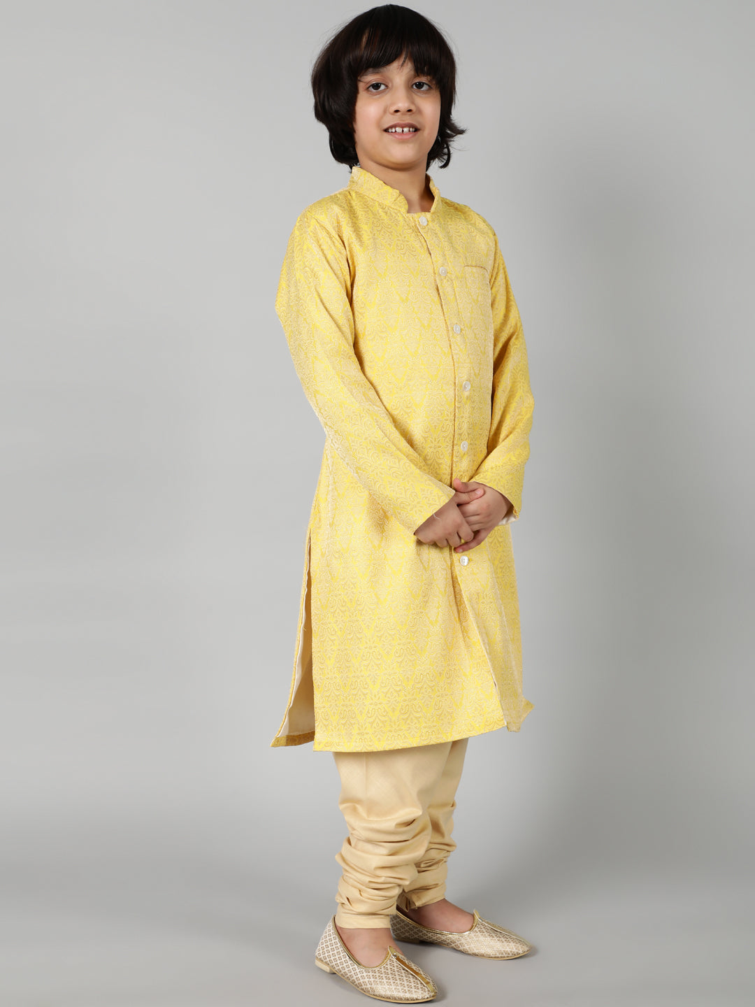 Yellow Brocade Sherwani Set - Elganza