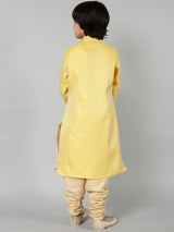 Yellow Brocade Sherwani Set - Elganza