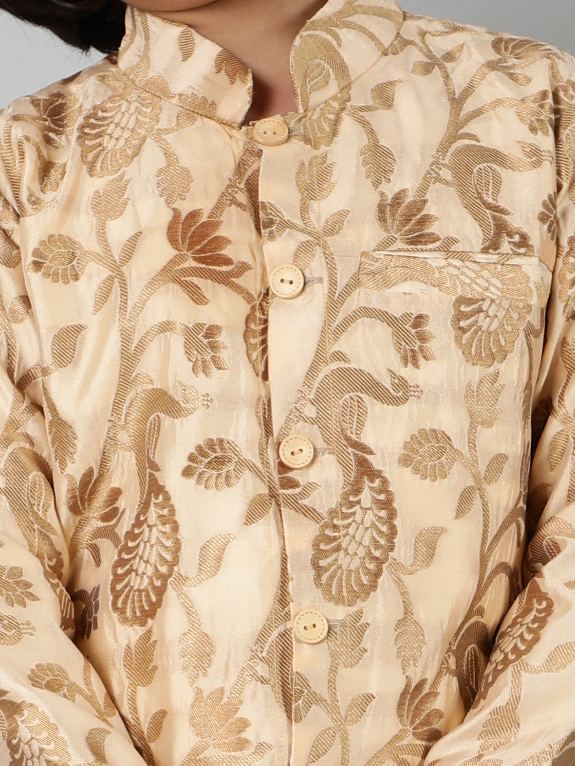 Beige Jacquard Sherwani Set - Elganza