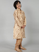Beige Jacquard Sherwani Set - Elganza