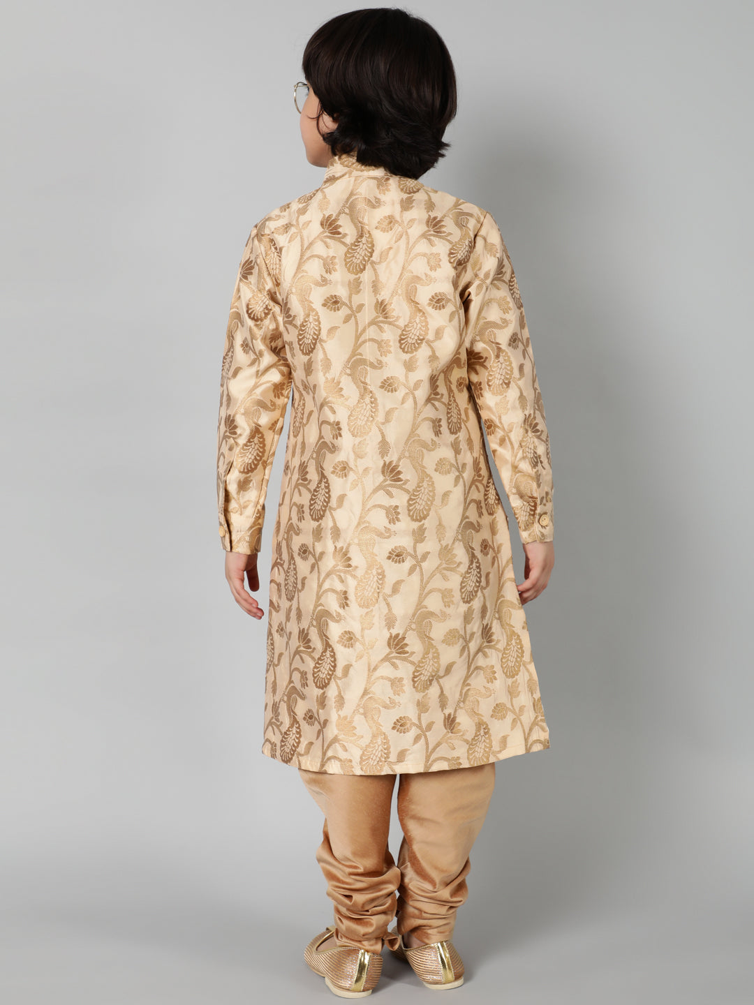 Beige Jacquard Sherwani Set - Elganza