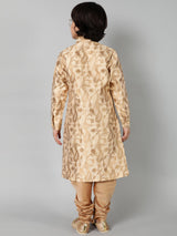 Beige Jacquard Sherwani Set - Elganza