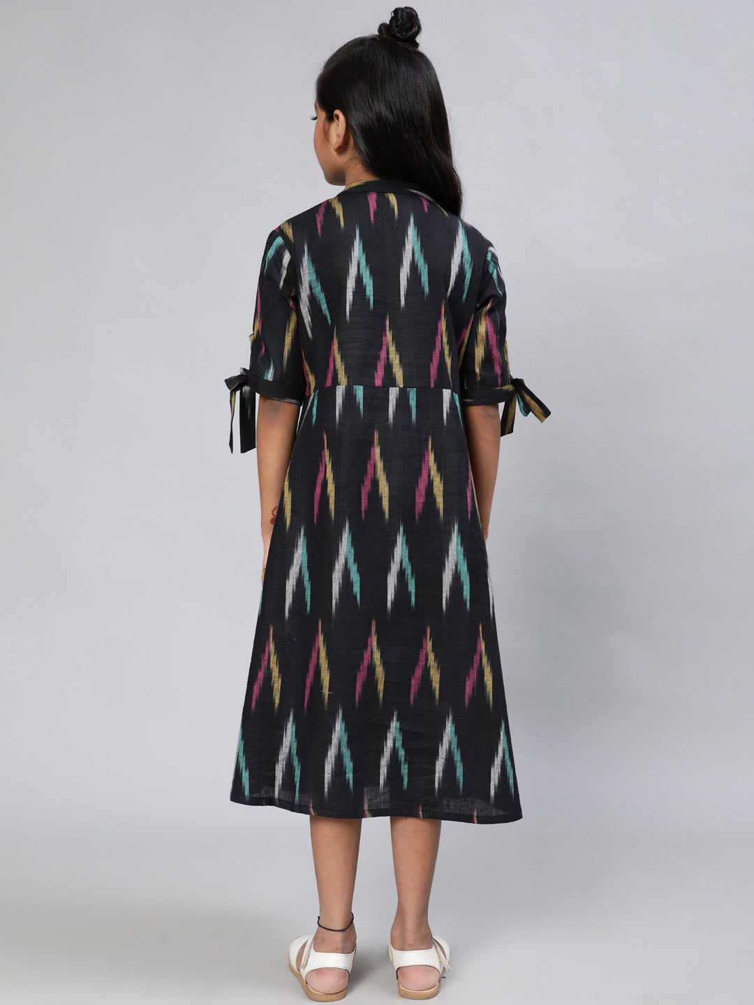 Black Ikat A-Line Dress