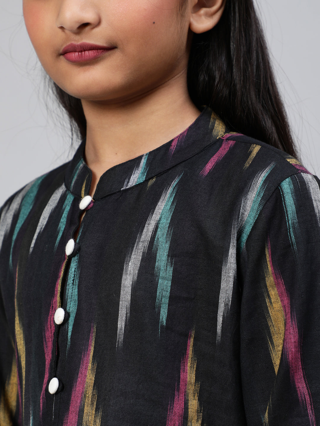 Black Ikat A-Line Dress