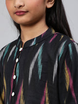 Black Ikat A-Line Dress