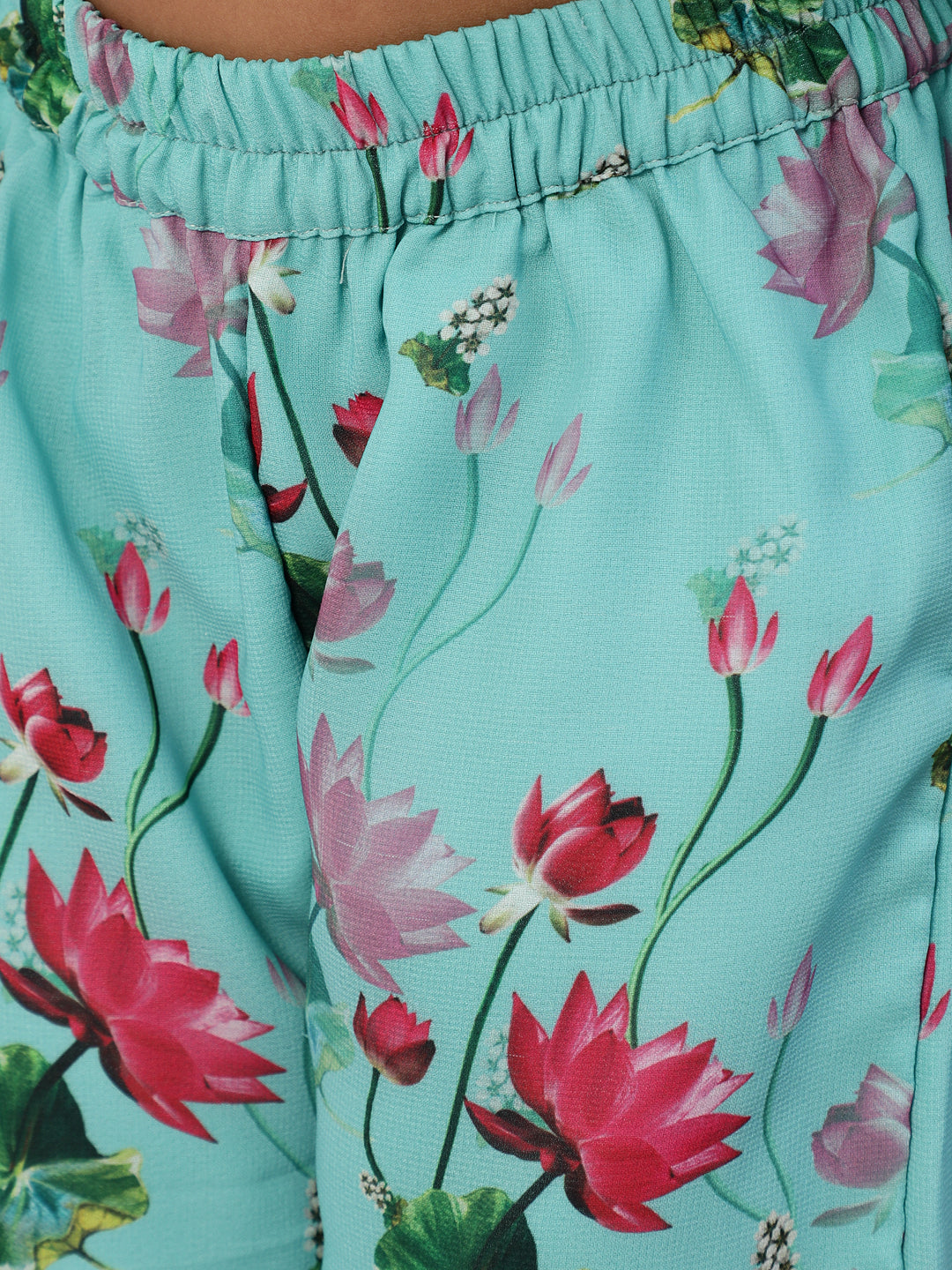 Blue Floral Print Kurta Palazzo With Dupatta