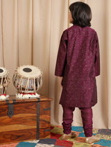 Purple Printed Sherwani With Churidar - Elganza