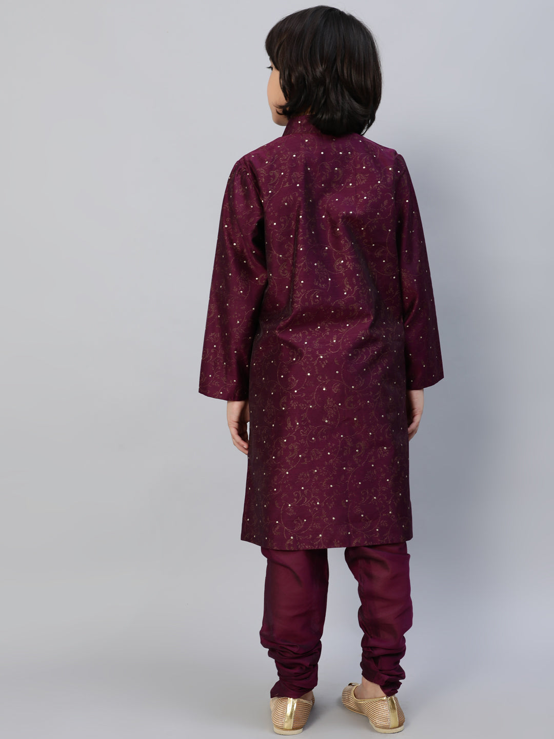 Purple Printed Sherwani With Churidar - Elganza