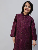 Purple Printed Sherwani With Churidar - Elganza