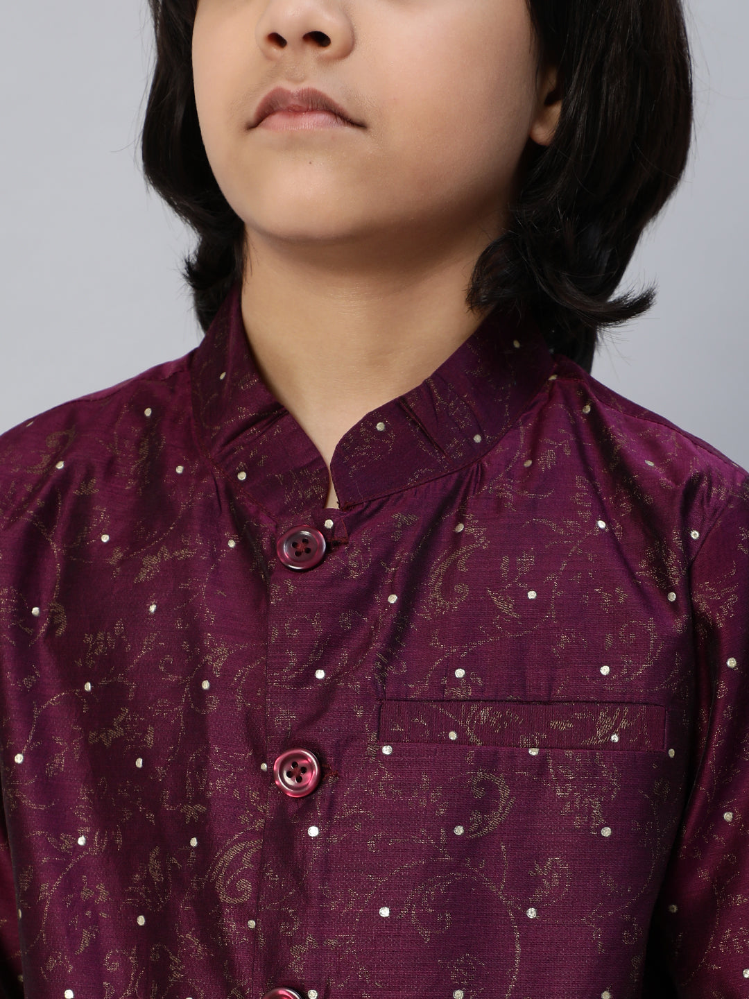Purple Printed Sherwani With Churidar - Elganza