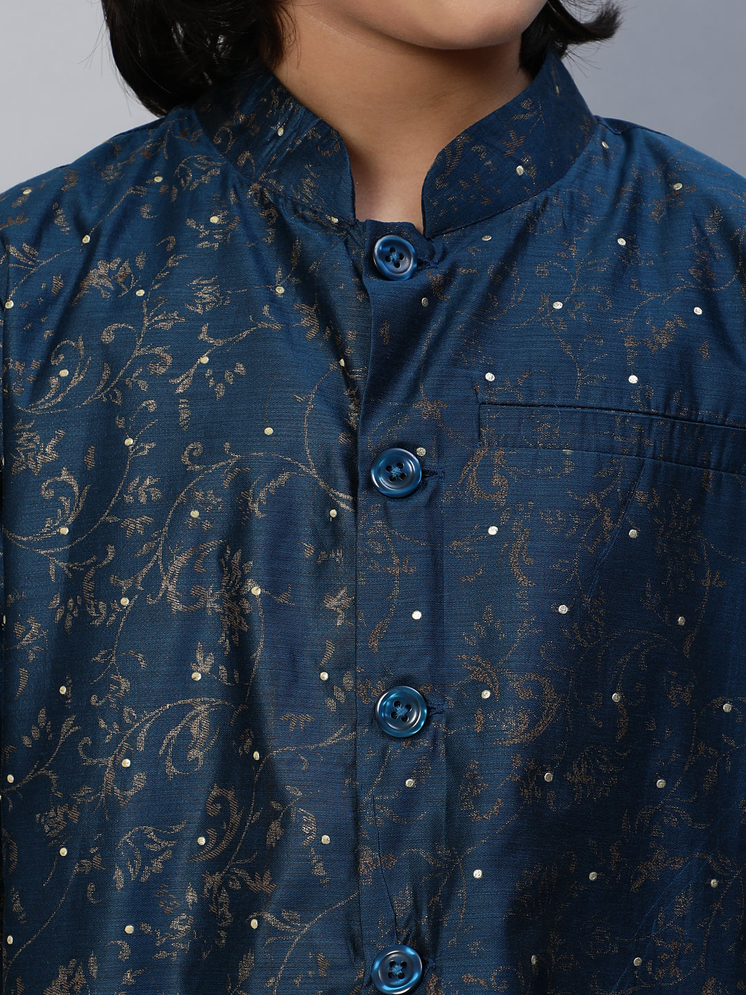Blue Printed Sherwani With Churidar - Elganza