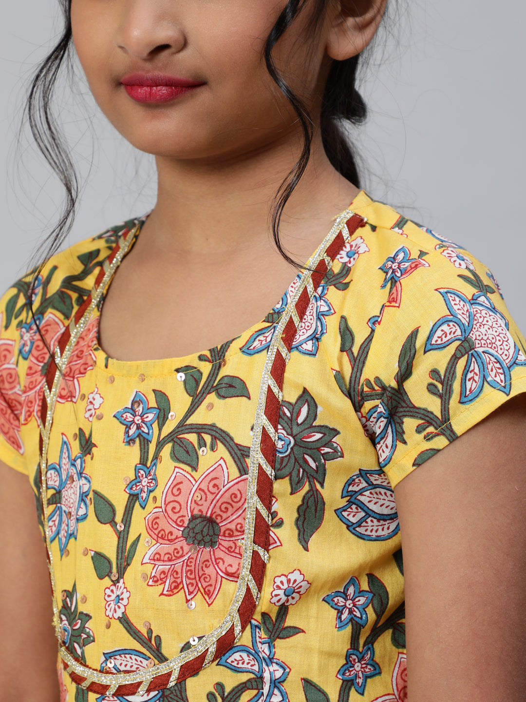 Yellow Floral Print Dress - Elganza