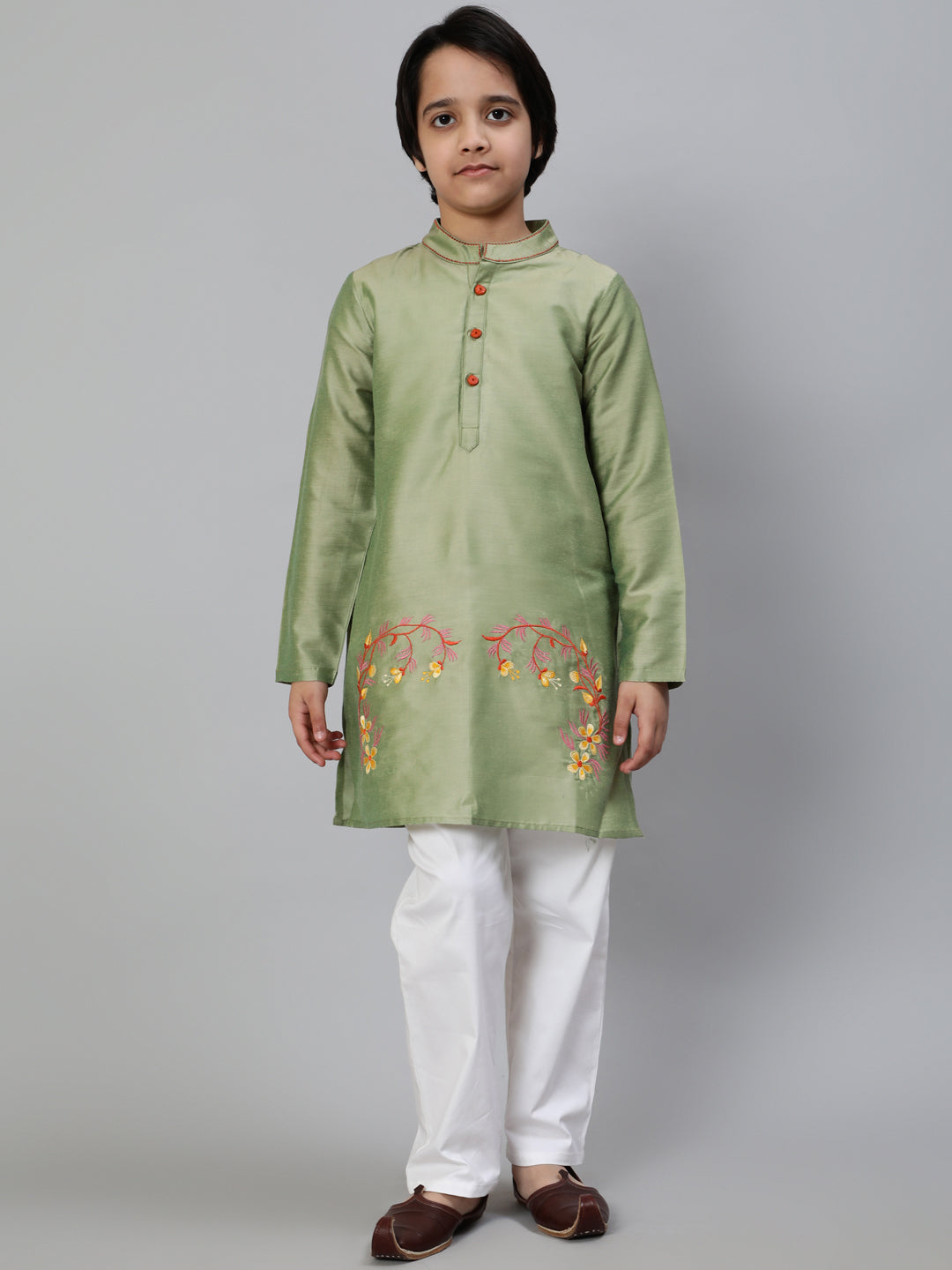 Green Embroidered Kurta - Elganza