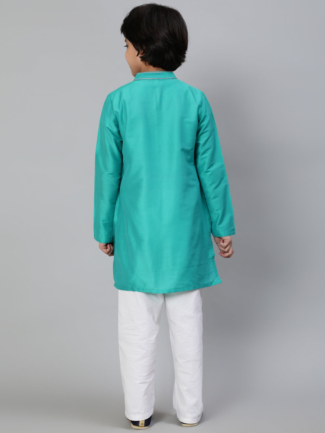 Turquoise Blue Embroidered Kurta - Elganza