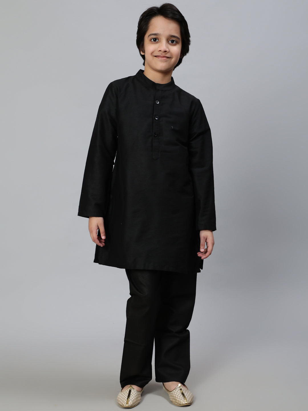 Black Embroidered Kurta Pant With Nehru Jacket - Elganza