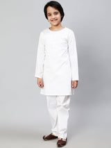 White Embroidered Kurta Pant With Nehru Jacket - Elganza