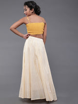 Yellow & White Striped Lehenga Choli - Elganza