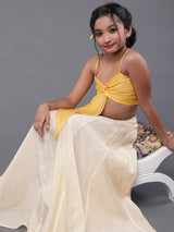 Yellow & White Striped Lehenga Choli - Elganza