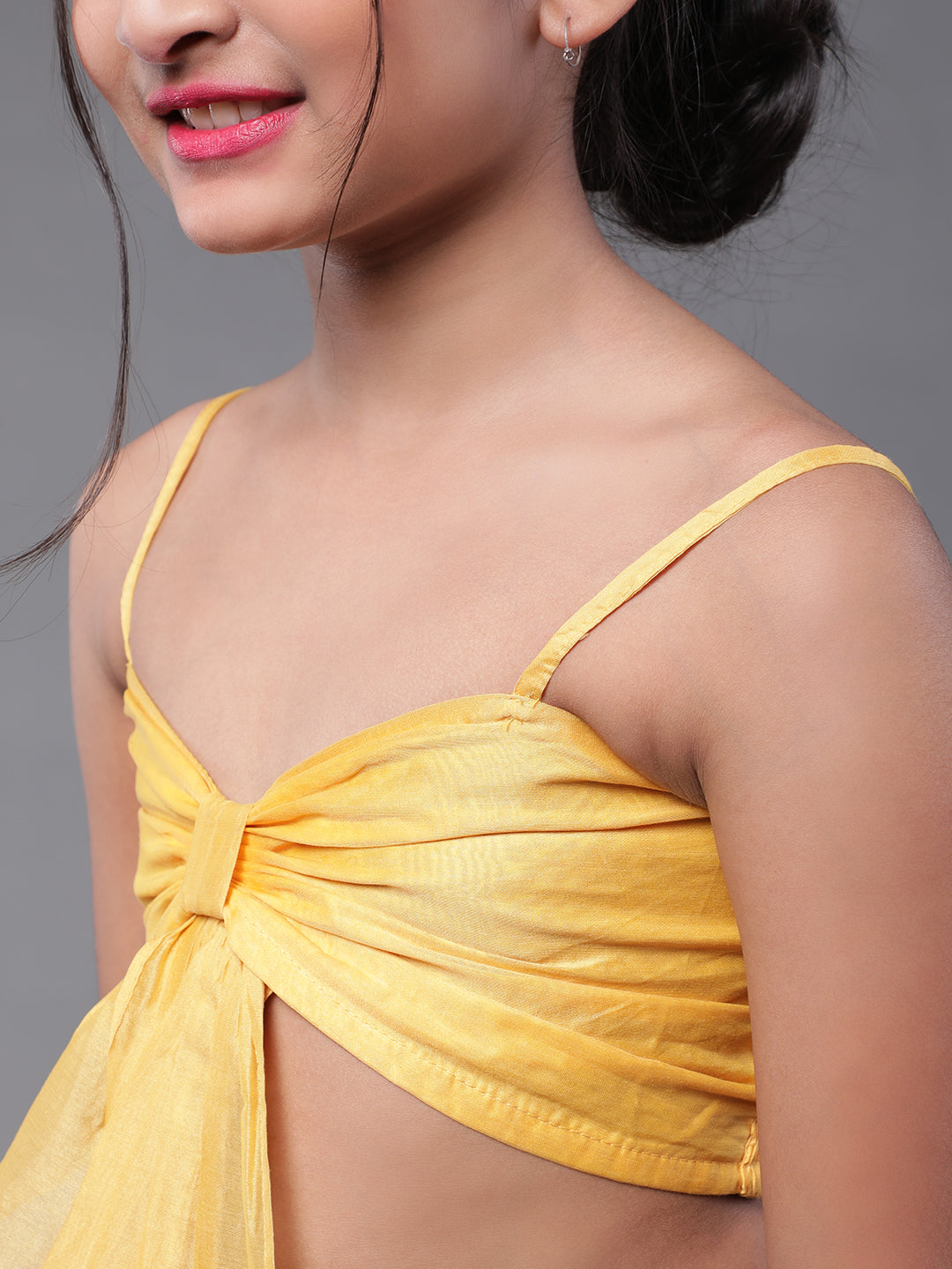 Yellow & White Striped Lehenga Choli - Elganza