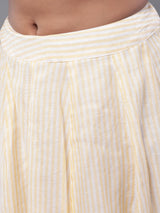 Yellow & White Striped Lehenga Choli - Elganza