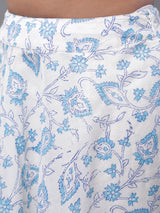 Blue & White Block Printed Lehenga Choli With Dupatta